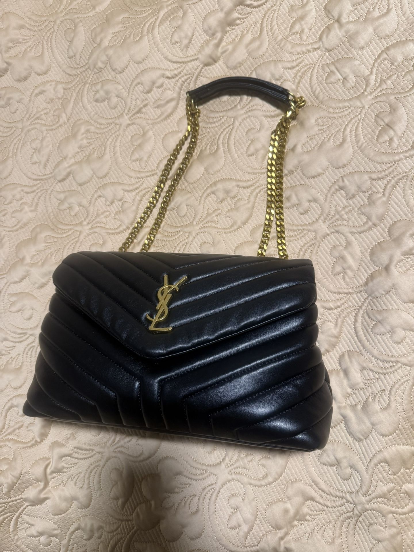 Authentic YSL Big Loulou Bag In Quilted Leather