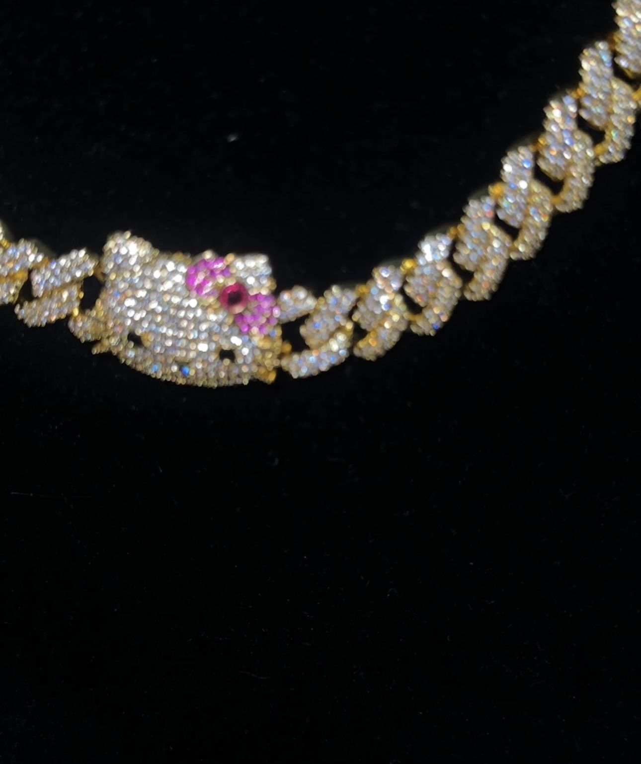 18 k Gold-plated Hello Kitty Cuban Link Chain And Bracelet Set