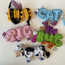 5 RARE RETIRED Word World PBS Kids Magnetic Plush Spelling Animal Toys
