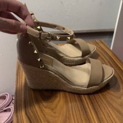 Beige Wedge Heels