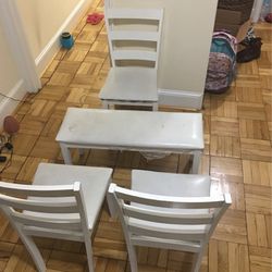 Dining Set White 3 Chairs & 1 Bench -Very Sturdy!!!