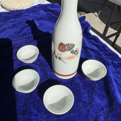 Collection Sake Set 5 Pc Porcelain Japanese Antique 