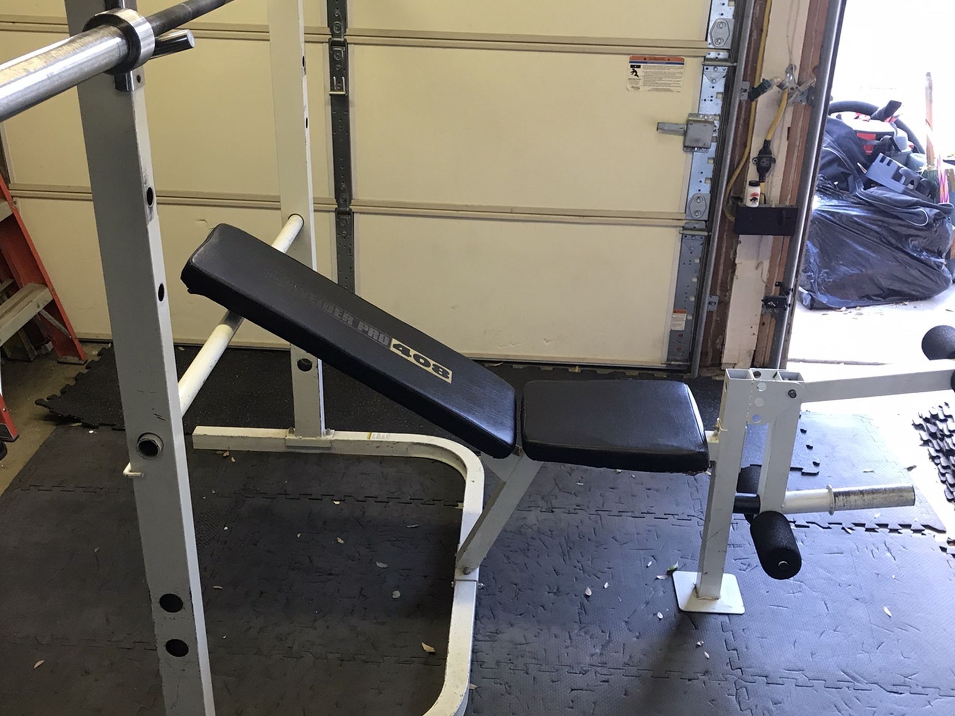 Home Gym Rack And Bench + Leg Curl/Extension