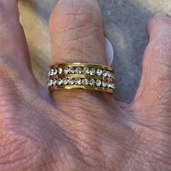New CZ gold filled wedding band size 7