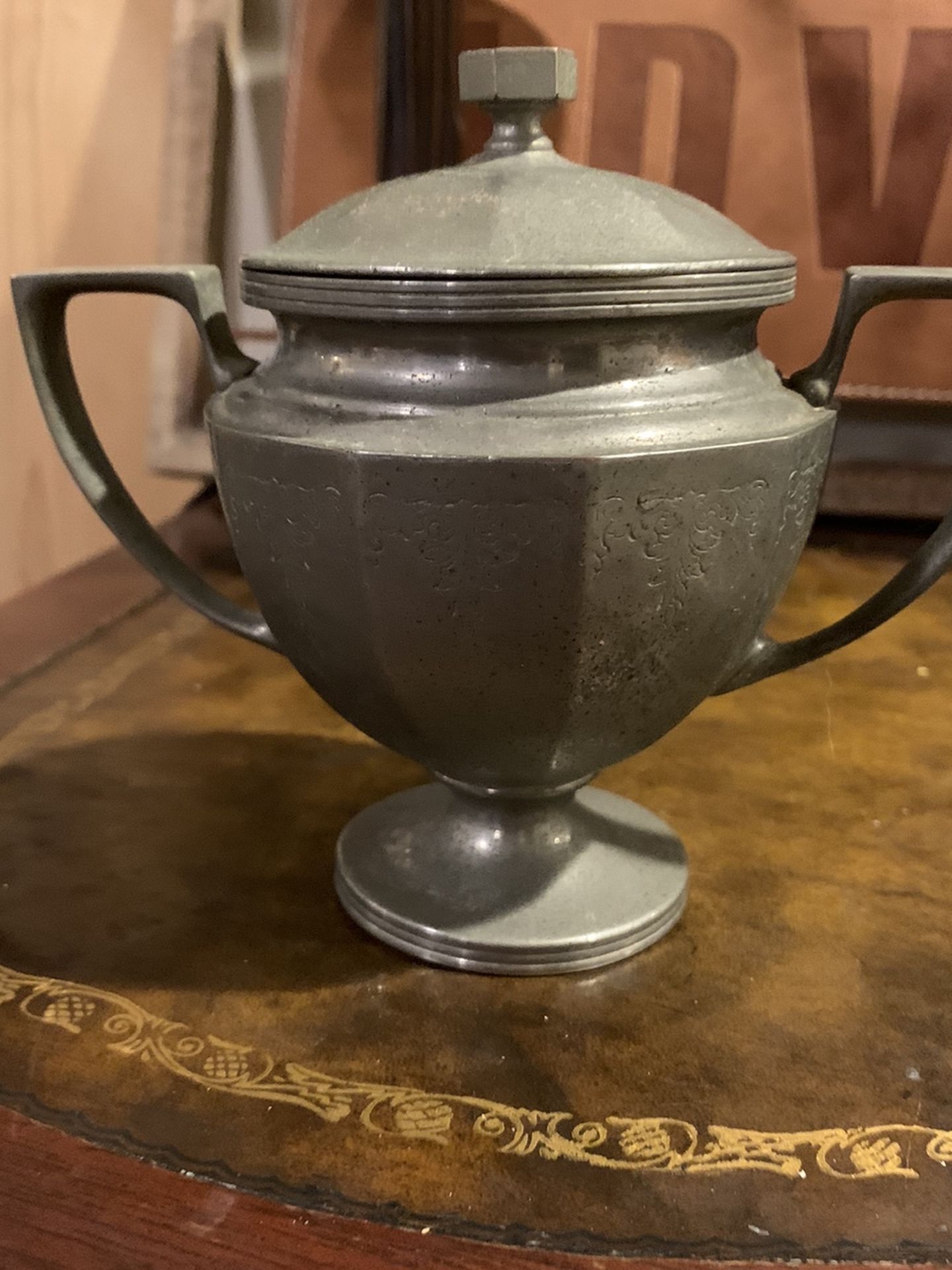 Pewter Covered Sugar Bowl