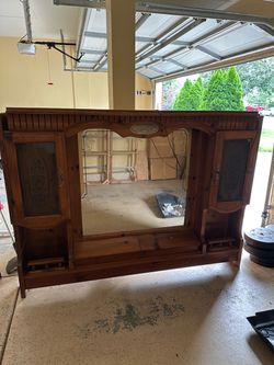Queen Bed Backframe w mirrors and shelves