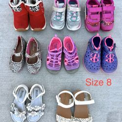 Girls Baby Shoes Lot Boots, Sneakers, Shoes, Sandals Size 8 