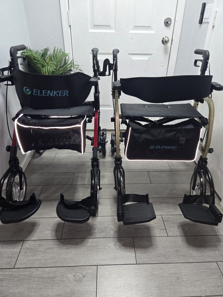 ELENKER 2 in 1 Rollator Walker & Transport Chair