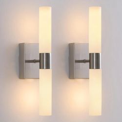Wall Sconces Set of Two Brushed Nickel