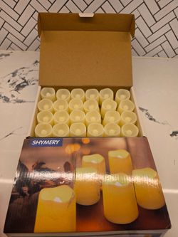 SHYMERY Flameless LED Tea Light Candles –2 Packs of 24 Warm White Battery Operated Votives