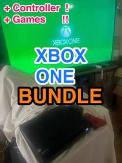 Xbox One Game Console 500GB Bundle + Controller + Like NEW Games + Power Supply