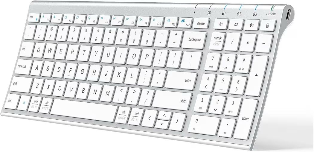 NEW iClever BK10 Bluetooth Keyboard, Universal Bluetooth 5.1 Wireless Keyboard with Number Pad, Ergonomic Design, Multi-Device Compatibility