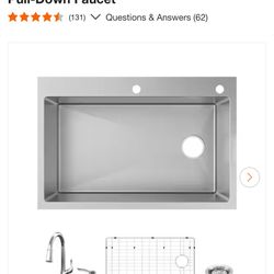 Dolancourt Tight Radius 33 in. Drop-In Single Bowl 18 Gauge Stainless Steel Kitchen Sink with Pull-Down Faucet