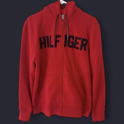 Tommy Hilfiger Red Full Zip Hoodie Sweatshirt Jacket Coat