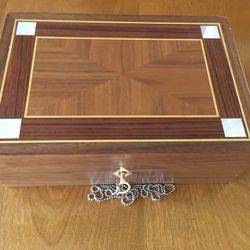 David Linley Vintage Mother Of Pearl Jewelry Box With Key 