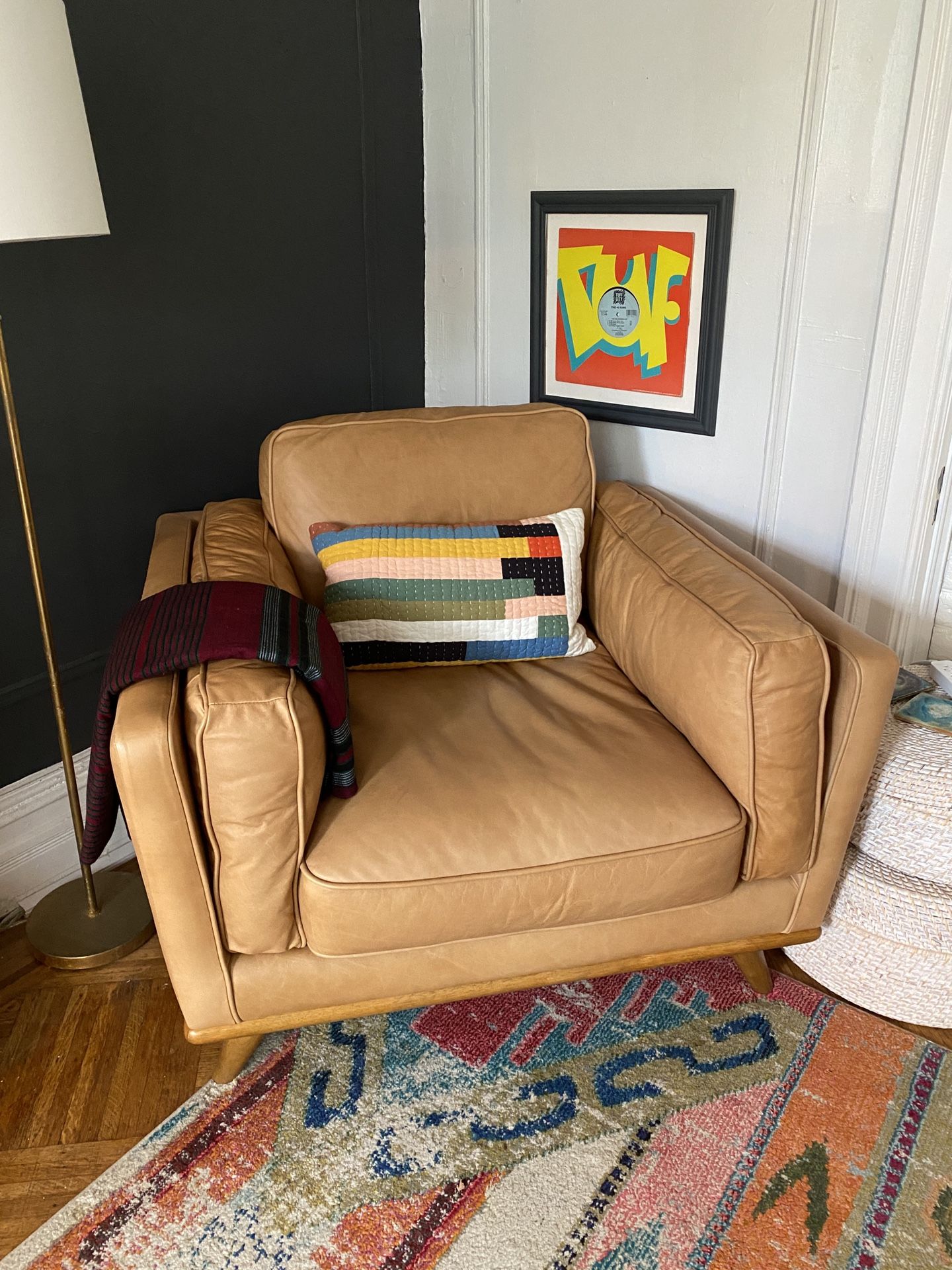 Zander Camel Leather Armchair From West Elm