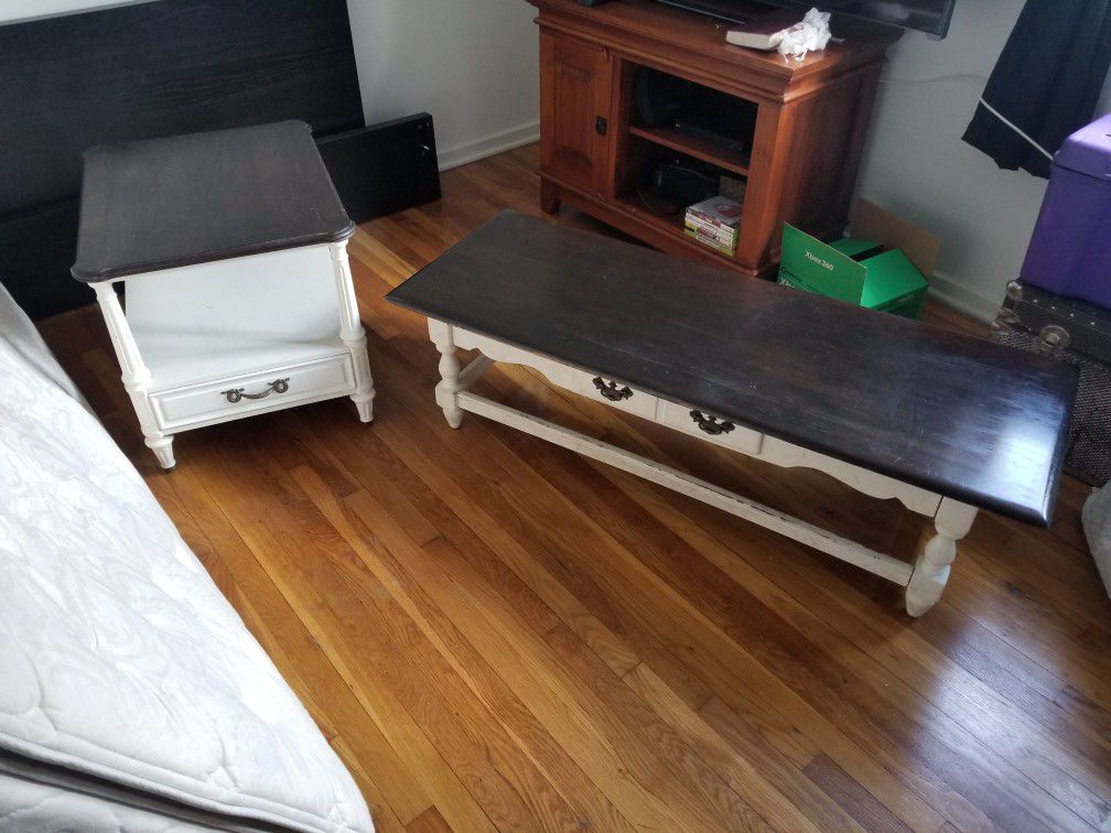 Matching coffee/end table. Solid wood. With drawers