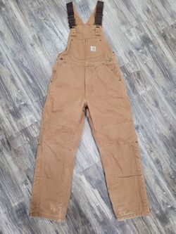 Carhartt Bib Overalls Insulated Youth Size L 8-10 Duck Canvas 