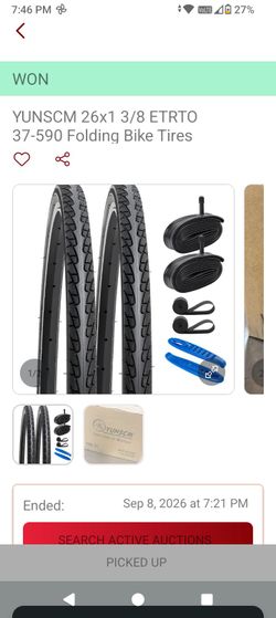 YUNSCM 26x1 3/8 Folding Bike Tires Set