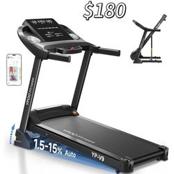 😀 YPOO Fitness Treadmills for Home with Incline, Auto Foldable Running Treadmills, 8.0 MPH Walking Pad Treadmill with Bluetooth, 300 lbs Weight Capac