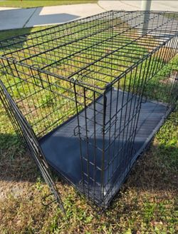 Large Black Wire Dog Crate with Tray cage