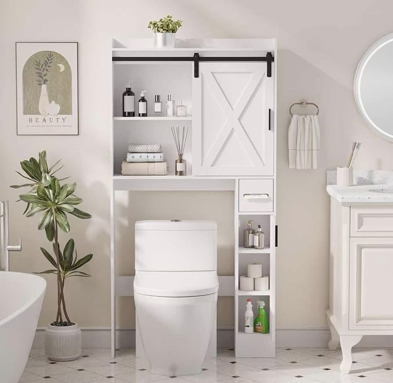 Over the toilet storage cabinet white
