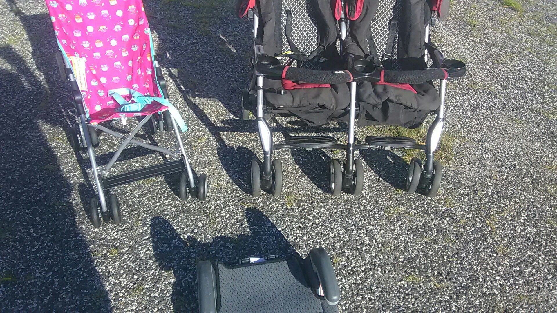 Toddler's bundle two strollers one single one double Clean safe also booster chair ready to use delivery possible