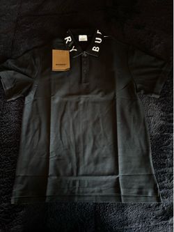 Black Burberry Collared Burberry Polo (Size Medium)