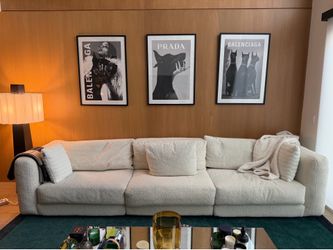 Massive cream boucle sofa