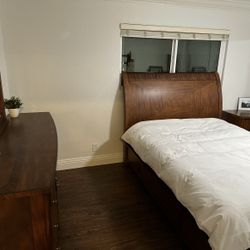 3 piece full bedroom set with nightstand, mirrored dresser, & bed frame