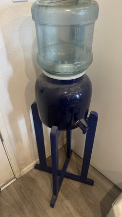 Cobalt/navy blue, porcelain, water dispenser with stand