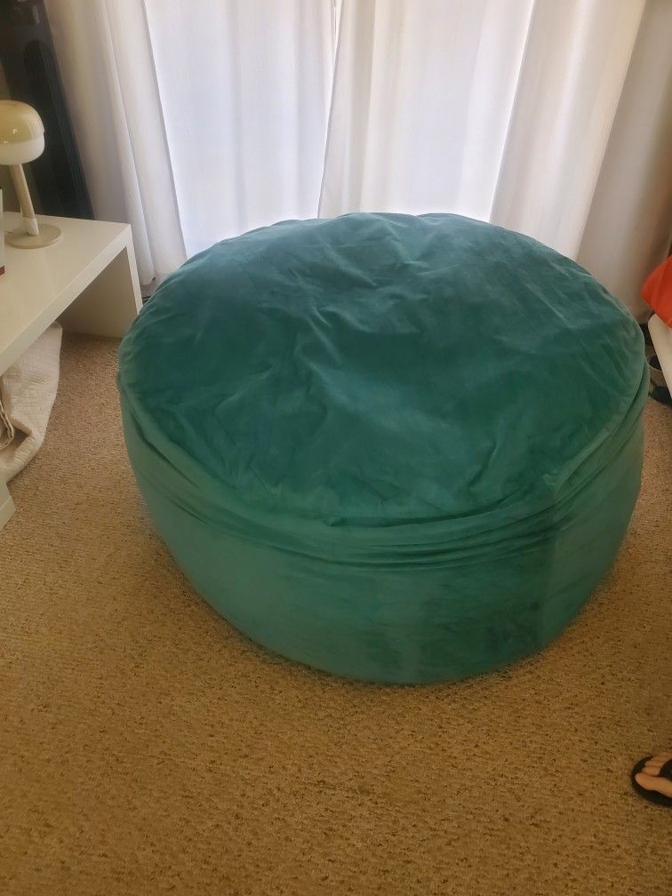 Beautiful Teal Velveteen Foam Filled Bean Bag Chair