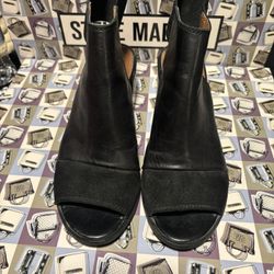 Topshot Peep-Toe Duke Booties-Black-Woman’s Size 7.5