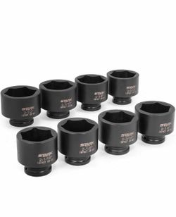 Stark USA 8-Piece Jumbo Assortment Standard Sizes 3/4" Drive Deep Impact Socket Set SAE (2-1/16" to 2-1/2") Heavy Duty Use In Removing And Installing