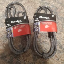 2 6ft MasterLock Cables Brand New Never Used