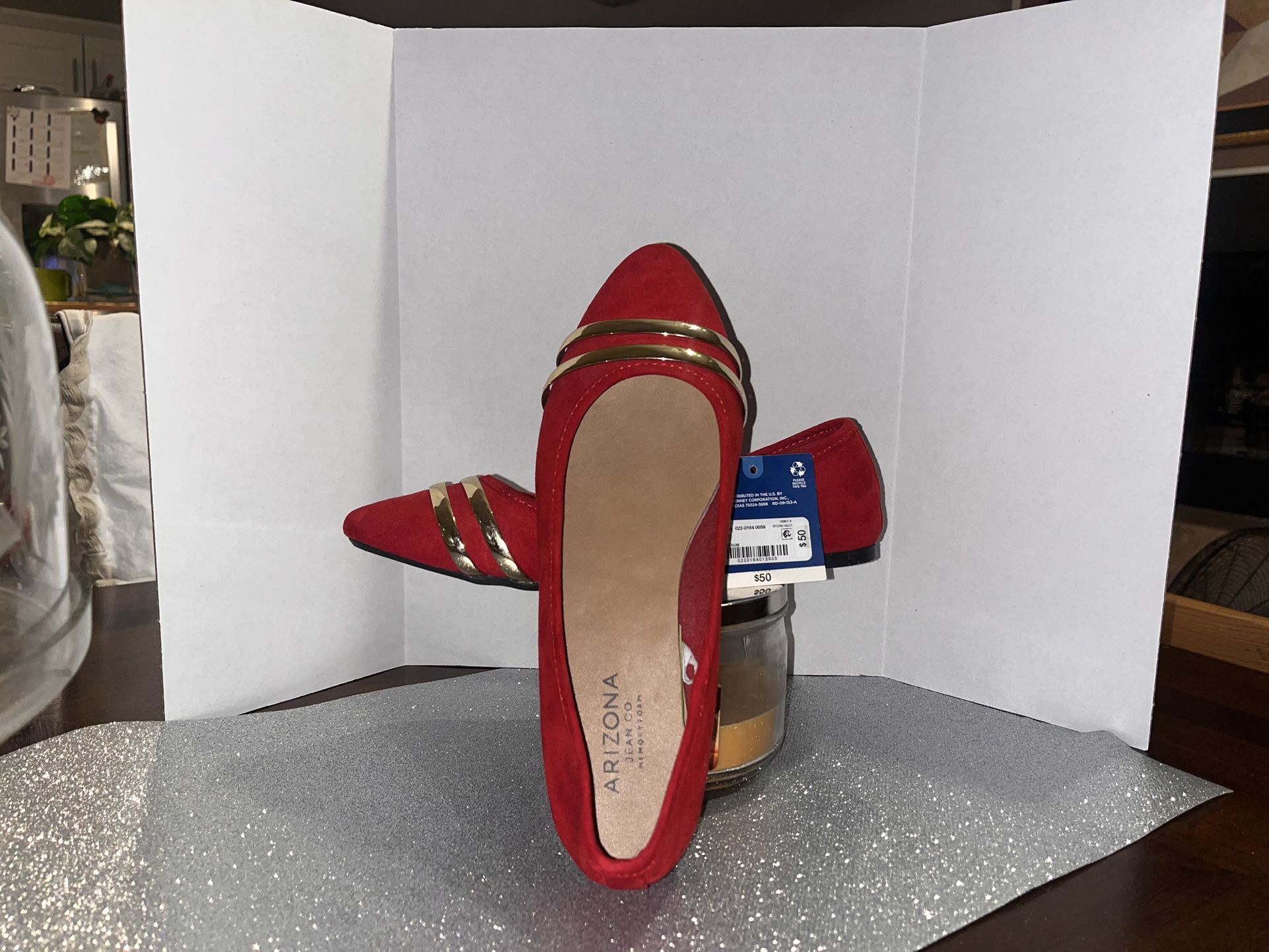 Arizona Jean Co. Memory Foam Flats - Red And Gold