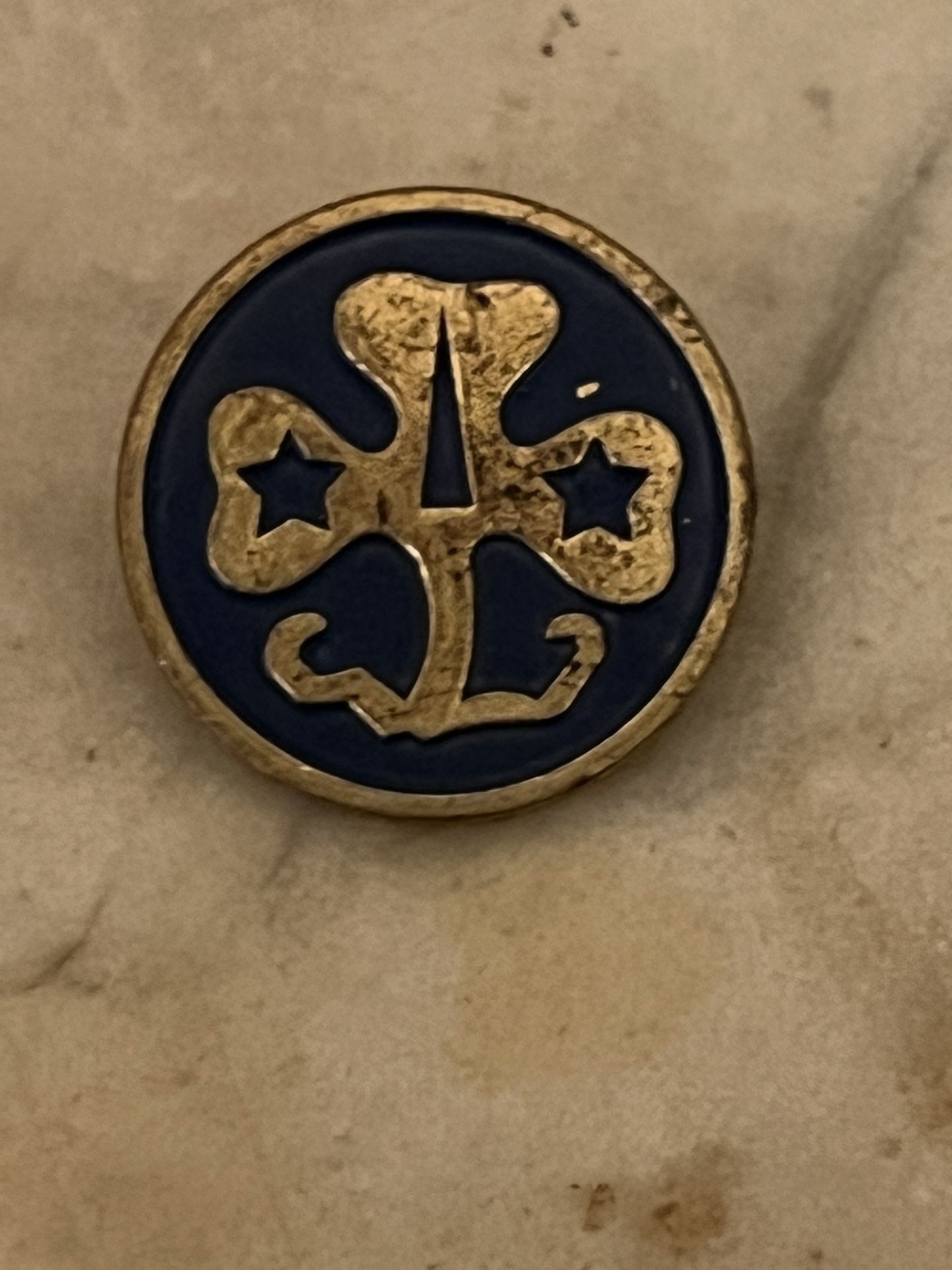 Vintage Girl Scout Blue and Gold Trefoil Pin Girl Scout World Association - GUC
