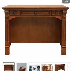 Traditional Wood Desk 40x21x30 –23 Drawers, Built-in USB Hub & Power Strip 