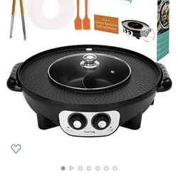 2 in 1 Electric Smokeless Grill And Hot Pot