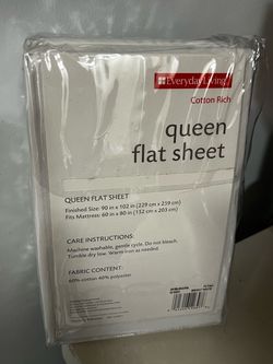 Everyday Living Queen Flat Sheet Bright White