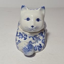 Andrea by Sadek Cat Trinket Box Blue