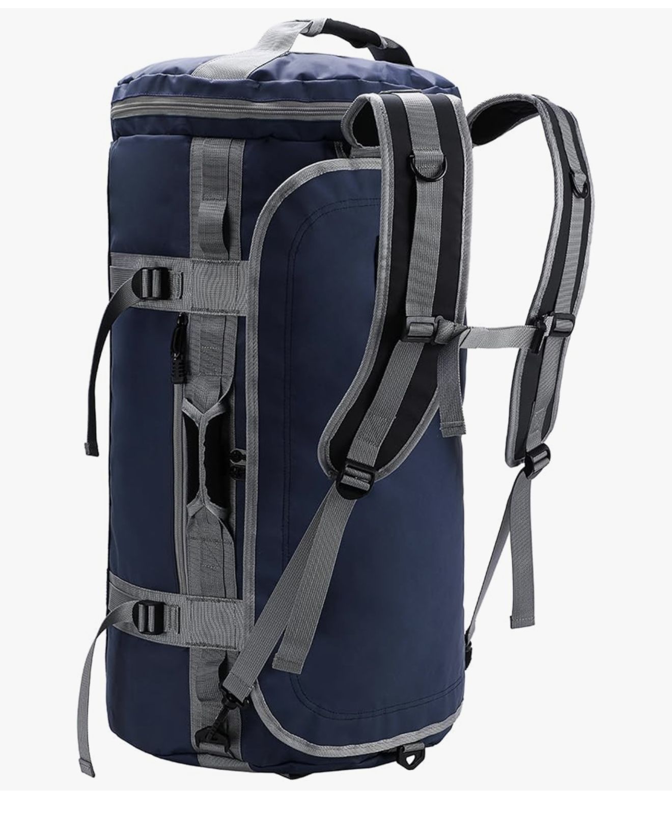 Large Duffel Backpack Sports Gym Bag with Shoe Compartment Heavy Duty and Water Resistant Navy Blue 60L