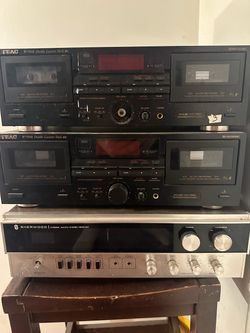 Stereo Cassette Racks & Receiver Lot