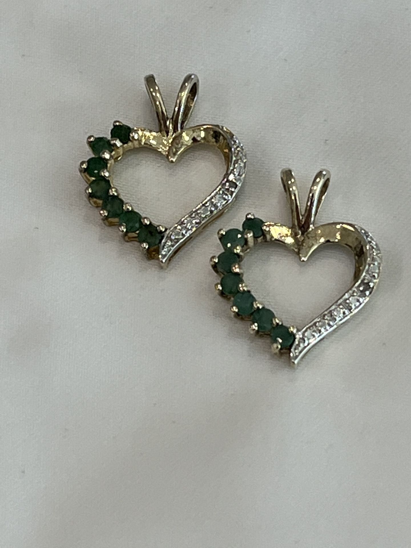 925 Diamond And Emerald Heart Pendant (Used)