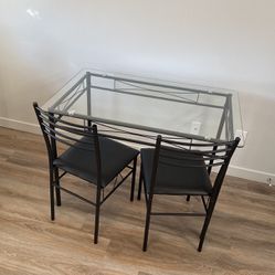 Glass Dining Table + Chairs