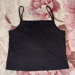 Love J Black Ribbed Spaghetti Strap Tank Top