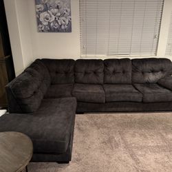 Charcoal Grey Microfiber Sectional Couch
