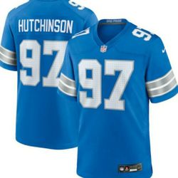 New! Men's Detroit Lions Aidan Hutchinson Nike Blue Game Jersey XL