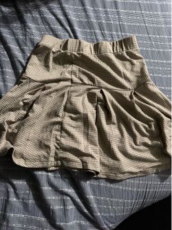 Urban Romantics Brown and White Gingham Pleated Mini Skirt