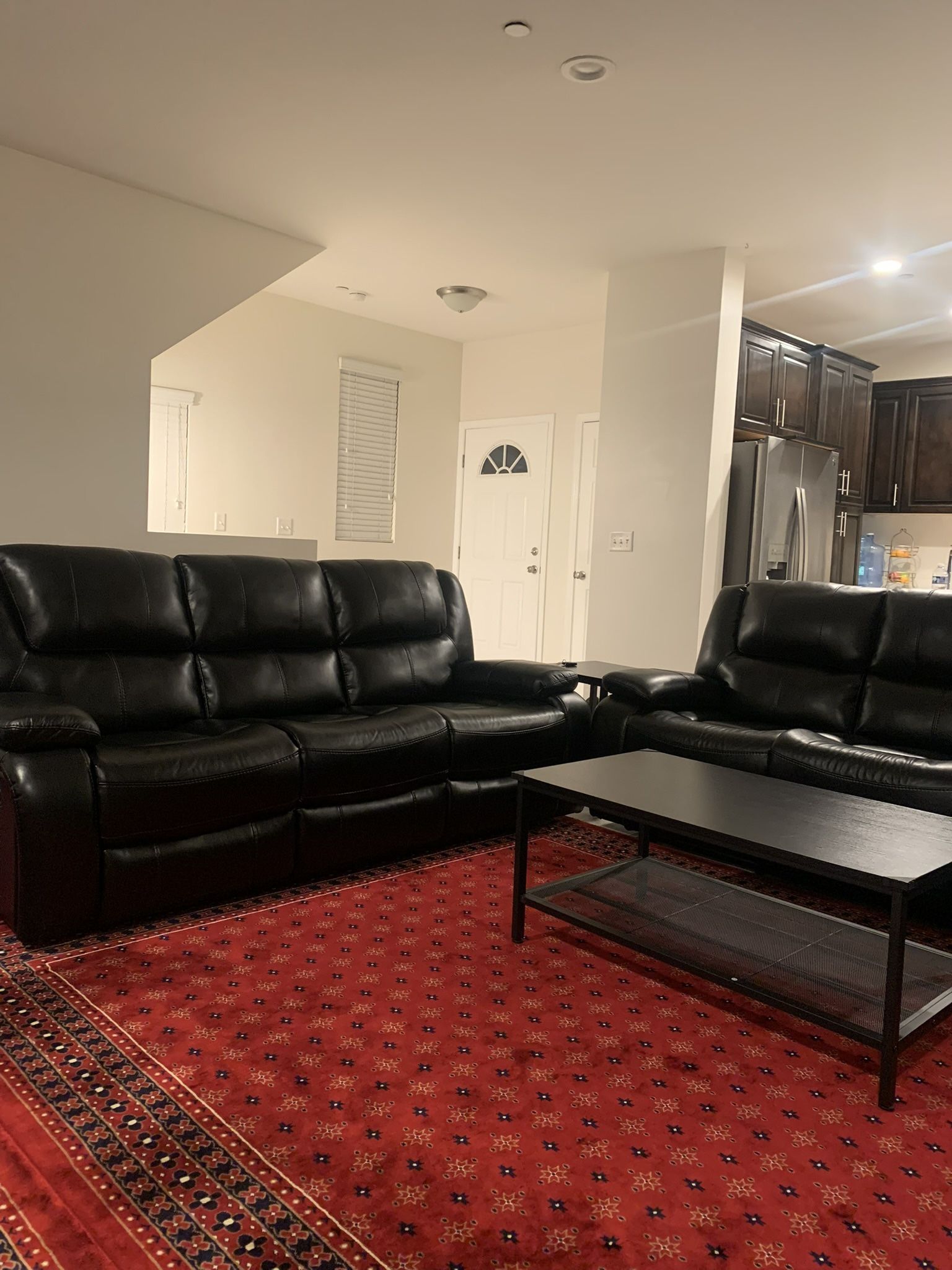 New Reclining Couch / Love Seat. Black Leather. Free Delivery!
